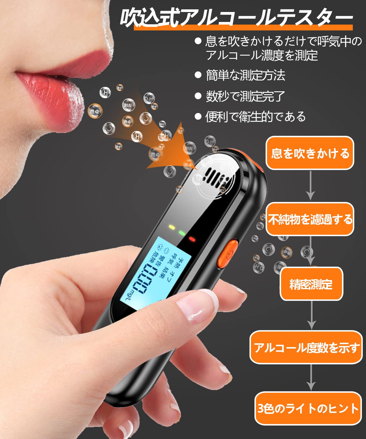 ⭐アルコールチェッカー アルコール検知器 男性 ナノ技術半導体式ガスセンサー ⭐アルコールチェッカー アルコール検知器 男性 ナノ技術半導体式ガス